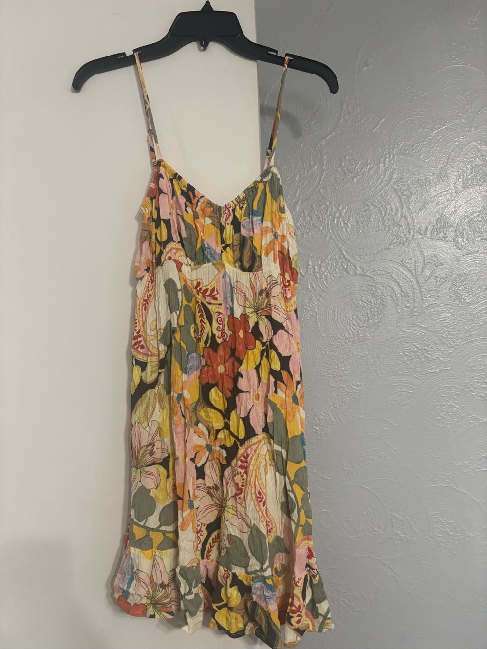 O'Neill Floral Midi Dress in Pink, Yellow, Green and Brown